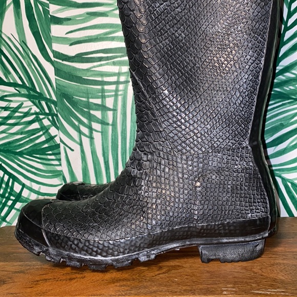 Hunter Boatall Croc Embossed Rubber Wellie Boots Women’s 7 - Picture 7 of 14